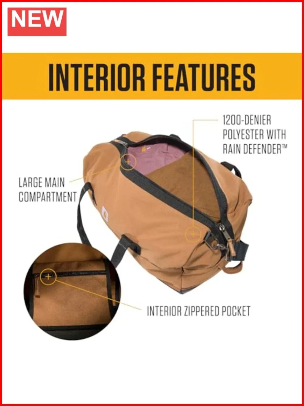Heavy-Duty 55L Travel Duffel Bag with Duravax Base, Polyester